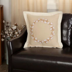 Best Sale 🥰 VHC Brands Ashmont Cotton Wreath Pillow 18x18 🎉