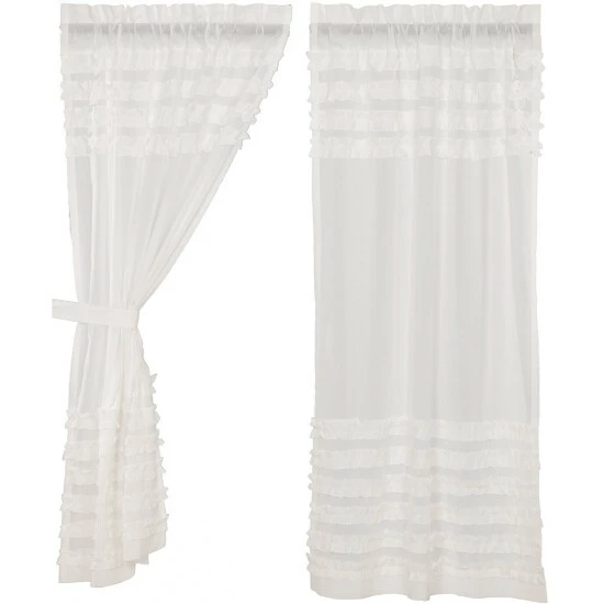 New π VHC Brands White Ruffled Sheer Petticoat Short Panel Set Of 2 63x36 - Short Panel 63x36 π - Image 3
