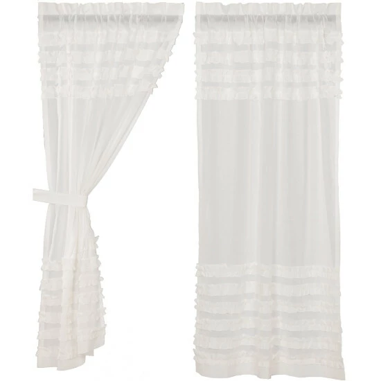 New π VHC Brands White Ruffled Sheer Petticoat Short Panel Set Of 2 63x36 - Short Panel 63x36 π - Image 6
