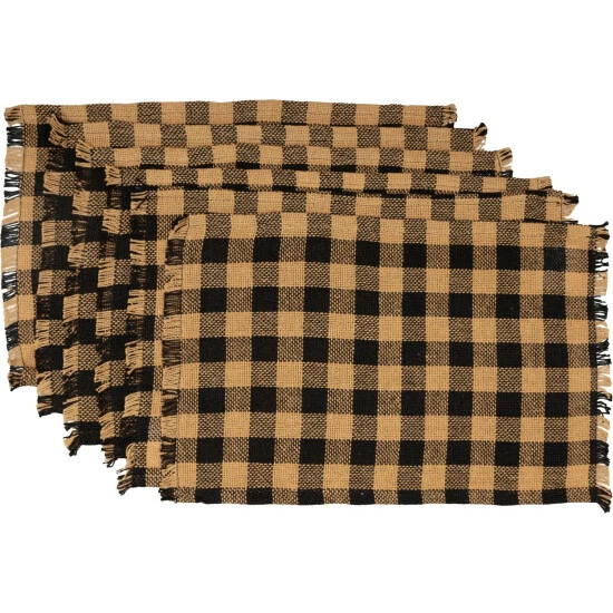 Promo β VHC Brands Burlap Black Check Placemat Fringed Set Of 6 12x18 π― - Image 6