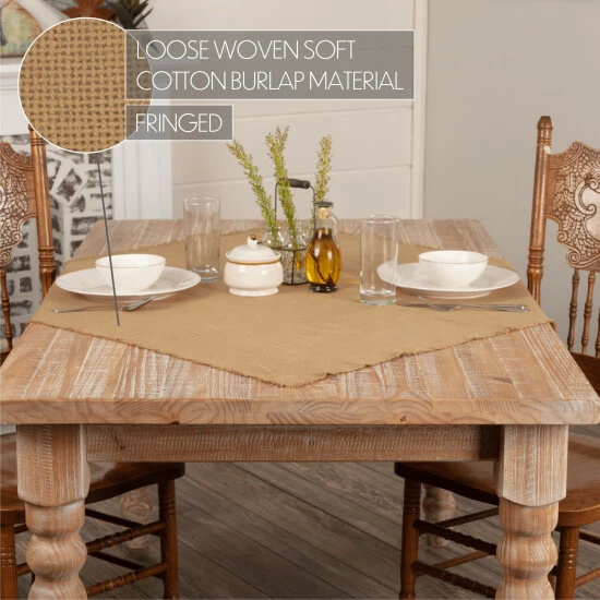 Cheapest βοΈ VHC Brands Tan Farmhouse Tabletop Kitchen Burlap Table Topper Cotton Solid Color - Table Topper 40x40 Natural π