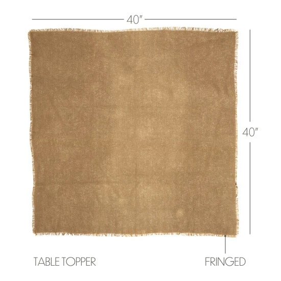 Cheapest βοΈ VHC Brands Tan Farmhouse Tabletop Kitchen Burlap Table Topper Cotton Solid Color - Table Topper 40x40 Natural π - Image 2