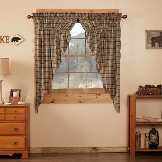 Buy π VHC Brands Tan Rustic Curtains VHC Wyatt Prairie Panel Pair Cotton Plaid - 63x36 π€©