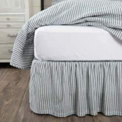 Best deal 👍 VHC Brands Sawyer Mill Ticking Stripe Bed 👗 Skirt Dark Creme/coal Black 🧨