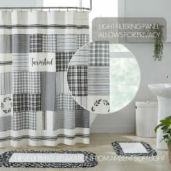 Buy π VHC Brands Sawyer Mill Black Stenciled Patchwork Shower Curtain 72x72 π