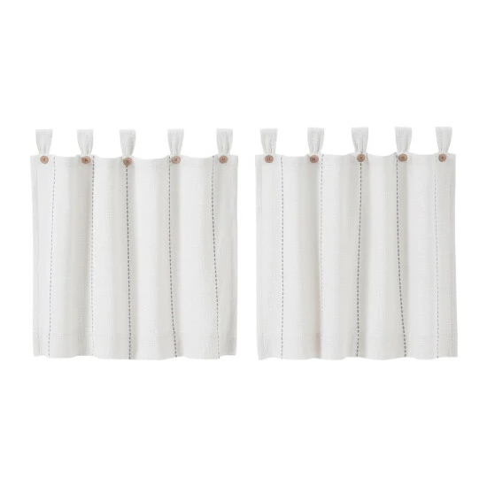 Budget π― VHC Brands Stitched Burlap White Tier Set Of 2 L24xW36 π - Image 2