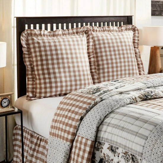 Discount π€© VHC Brands Annie Buffalo Portabella Check Fabric Euro Sham 26x26 β - Image 3