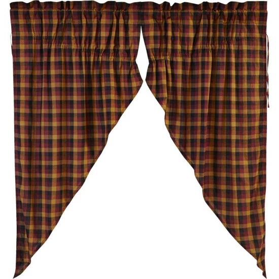 Outlet π VHC Brands Heritage Farms Primitive Check Prairie Short Panel Set Of 2 - Prairie Panel 63x36 π― - Image 3