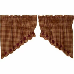 Best reviews of π VHC Brands Primitive Kitchen Curtains VHC Star Prairie Swag Star Appliqued - Prairie Swag 36x36x18 Burgundy π₯