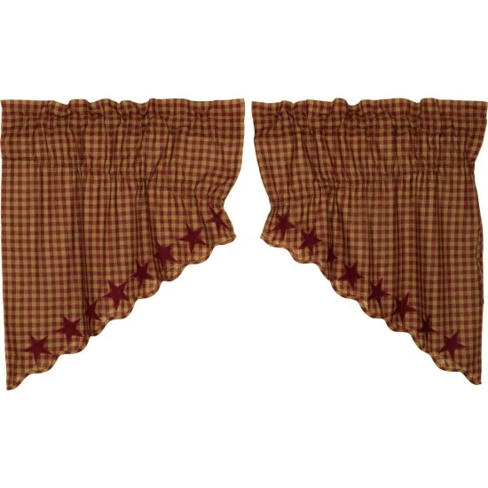 Best reviews of π VHC Brands Primitive Kitchen Curtains VHC Star Prairie Swag Star Appliqued - Prairie Swag 36x36x18 Burgundy π₯