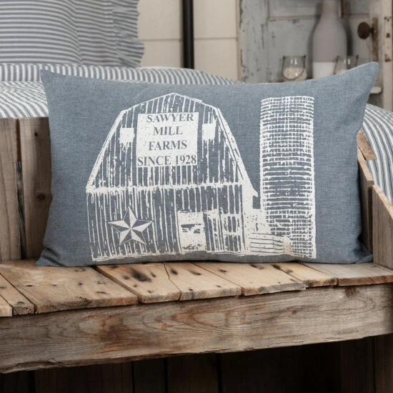 Best Pirce π VHC Brands Sawyer Mill Blue Barn Pillow 14x22 β€οΈ