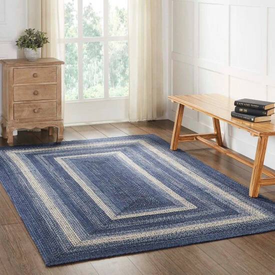 Budget 𧨠VHC Brands Great Falls Blue Jute Rug Rect W/ Pad 60x96 - 5' X 8' Rectangle π― - Image 2