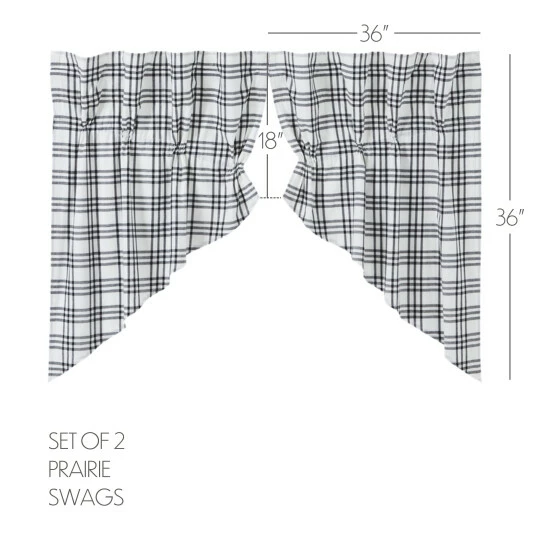 New β¨ VHC Brands Sawyer Mill Black Plaid Prairie Swag Set Of 2 36x36x18 π€© - Image 2