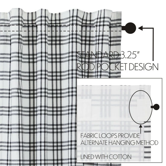 New β¨ VHC Brands Sawyer Mill Black Plaid Prairie Swag Set Of 2 36x36x18 π€© - Image 3