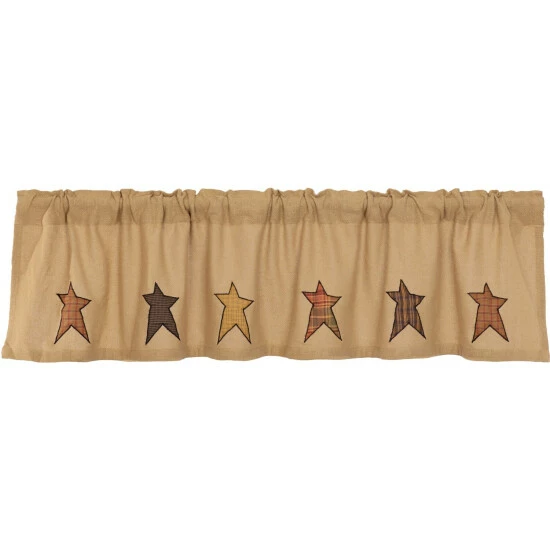 Deals β VHC Brands Stratton Burlap Applique Star Valance 16x72 - Valance 16x72 𧨠- Image 3