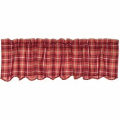 Hot Sale π VHC Brands Red Rustic Kitchen Curtains VHC Braxton Valance Rod Pocket Cotton Plaid βοΈ