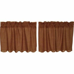 Best reviews of 🎁 VHC Brands Primitive Kitchen Curtains VHC Check Tier Pair Rod Pocket Cotton Dark Tan 🥰