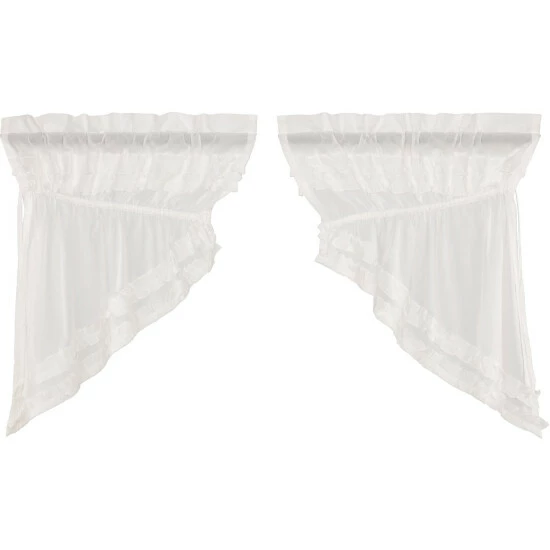 New π VHC Brands White Ruffled Sheer Petticoat Prairie Swag Set Of 2 36x36x18 - Prairie Swag 36x36x18 β - Image 6