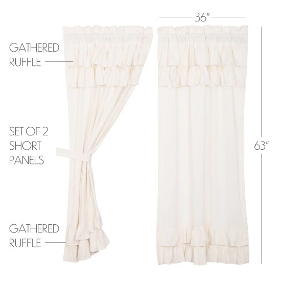 Discount π₯° VHC Brands Simple Life Flax Ruffled Short Panel Set - Short Panel 63x36 - Short Panel 63x36 Light Creme π€© - Image 7