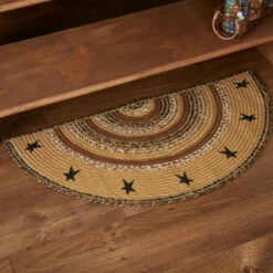 Promo β VHC Brands Kettle Grove Jute Rug Half Circle Stencil Stars W/ Pad 16.5x33 - 16.5" X 33" π