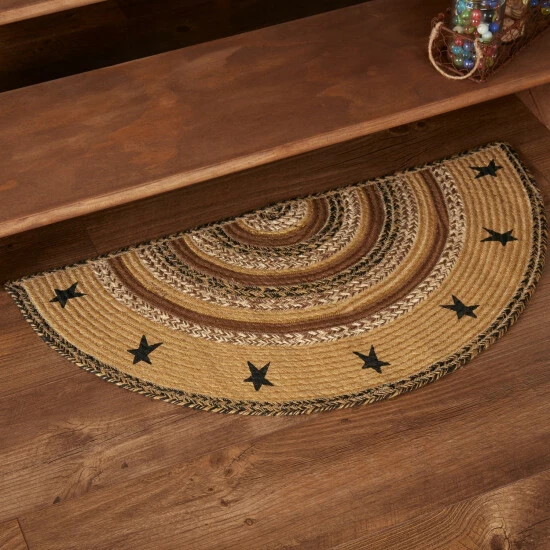 Promo β VHC Brands Kettle Grove Jute Rug Half Circle Stencil Stars W/ Pad 16.5x33 - 16.5" X 33" π