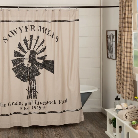 Top 10 β VHC Brands Sawyer Mill Charcoal Windmill Shower Curtain 72x72 π