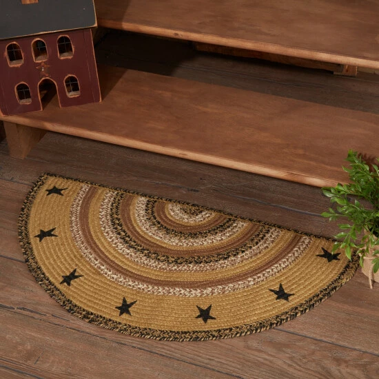 Promo β VHC Brands Kettle Grove Jute Rug Half Circle Stencil Stars W/ Pad 16.5x33 - 16.5" X 33" π - Image 4