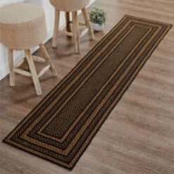 Wholesale π VHC Brands Black & Tan Jute Rug/Runner Rect W/ Pad 24x96 - 2' X 8' π