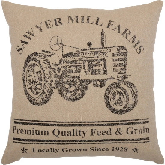 Promo π VHC Brands Sawyer Mill Farms Tractor Throw Pillow Khaki/asphalt π₯° - Image 3