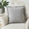Coupon 😀 VHC Brands Burlap Dove Grey Pillow W/ Fringed Ruffle 18x18 👏