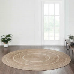 Wholesale 🔥 VHC Brands Natural & Creme Jute Rug W/ Pad 8ft Round - 3'6" 👏