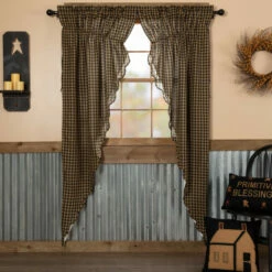Budget βοΈ VHC Brands Black Check Scalloped Prairie Long Panel Set Of 2 84x36x18 - Prairie Panel 84x36 β