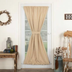 Cheapest 😉 VHC Brands Farmhouse Curtains VHC Cotton Burlap Door Panel Rod Pocket Solid Color - Door Panel 72x40 - Door Panel 72x40 Vintage Tan 👏