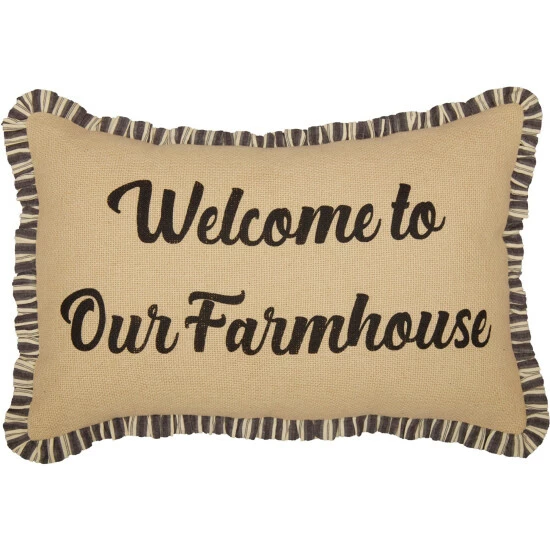 Outlet β¨ VHC Brands Ashmont Burlap Vintage Welcome To Our Farmhouse Pillow 14x22 π - Image 5