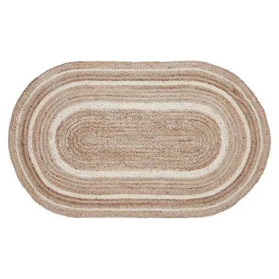 Promo π VHC Brands Natural & Creme Jute Rug Oval W/ Pad 48x72 - 3'6" π - Image 2