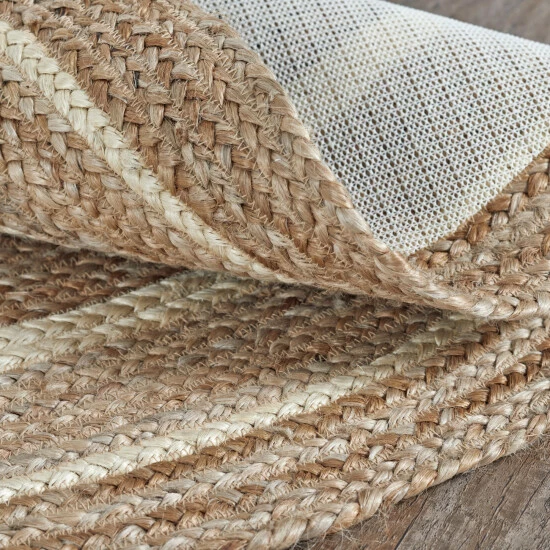 Promo π VHC Brands Natural & Creme Jute Rug Oval W/ Pad 48x72 - 3'6" π - Image 3