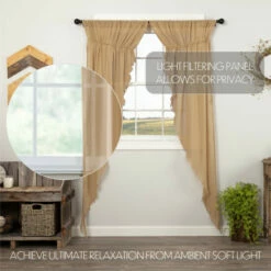 Cheap 🎁 VHC Brands Tobacco Cloth Fringed Long Prairie Panel - Prairie Panel 84x36 - Prairie Panel 84x36 Khaki 🎉