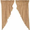 Budget 😉 VHC Brands Tan Rustic Curtains Prairie Panel Pair Rod Pocket Cotton Plaid - 63x36 🔔