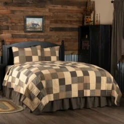 Cheap 💯 VHC Brands Black Primitive Bedding Prim Grove Quilt Set Cotton Patchwork (Quilt, Sham) ✨