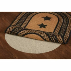 Budget π VHC Brands Farmhouse Jute Rug Oval Stencil Stars W/ Pad 20x30 - 20" X 30" π