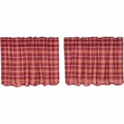 Top 10 π€© VHC Brands Red Rustic Kitchen Curtains VHC Braxton Tier Pair Rod Pocket Cotton Plaid β¨