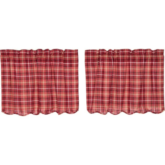 Top 10 π€© VHC Brands Red Rustic Kitchen Curtains VHC Braxton Tier Pair Rod Pocket Cotton Plaid β¨