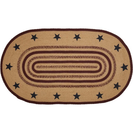 Flash Sale π VHC Brands Potomac Jute Rug Oval Stencil Stars W/ Pad 27x48 - 27" X 48" Oval β€οΈ