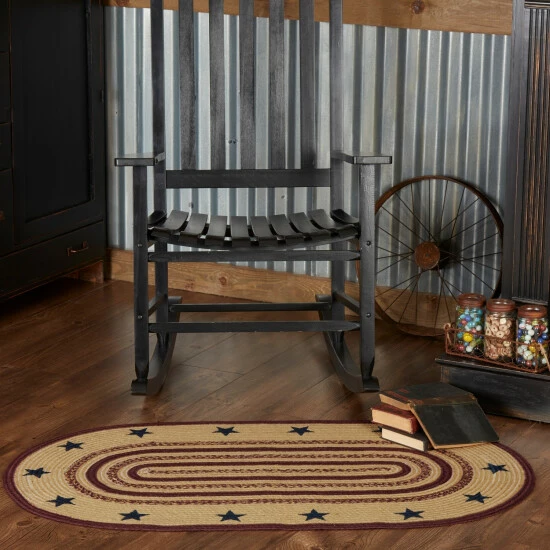 Flash Sale π VHC Brands Potomac Jute Rug Oval Stencil Stars W/ Pad 27x48 - 27" X 48" Oval β€οΈ - Image 2