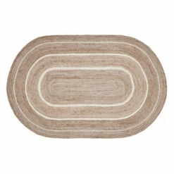 Best Sale π VHC Brands Natural & Creme Jute Rug Oval W/ Pad 60x96 - 3'6" π