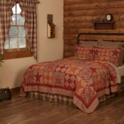 Discount ❤️ VHC Brands Tan Rustic Bedding VHC Dawson Star Quilt Cotton Star ✨
