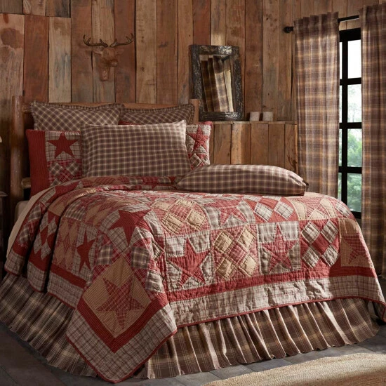 Discount ❤️ VHC Brands Tan Rustic Bedding VHC Dawson Star Quilt Cotton Star ✨ - Image 2