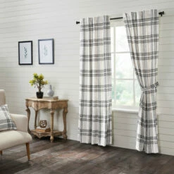 Coupon 🧨 VHC Brands Black Plaid Panel Set Of 2 84x40 🤩