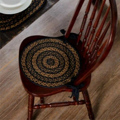 Hot Sale 🔔 VHC Brands Black & Tan Jute Chair Pad 15 Inch Diameter 😉