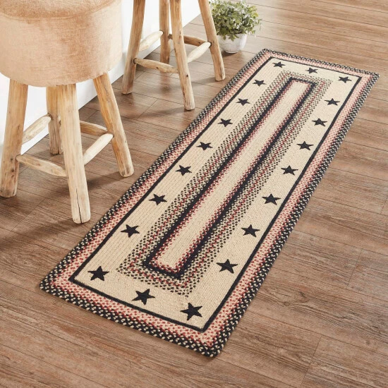 Outlet β¨ VHC Brands Colonial Star Jute Rug/Runner Rect W/ Pad 22x72 - 2' X 6' Runner π - Image 2